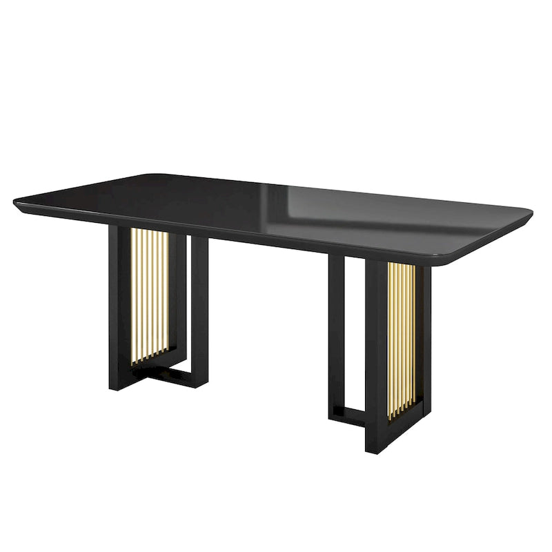Glass top Luxury Black & Gold Dining Table for 6