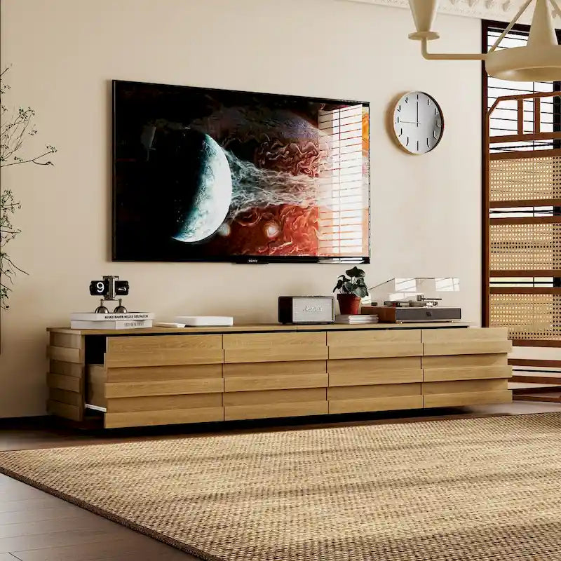 Contemporary Wooden TV Stand Entertainment Center: Minimalist Design Meets Functional Storage