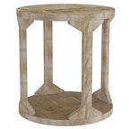 Two Tier Handmade Round End Table - 22 - Beige