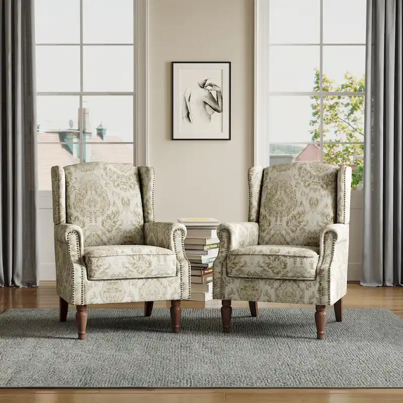 Traditional Nailhead Trim Armchair Accent Chairs Set of 2