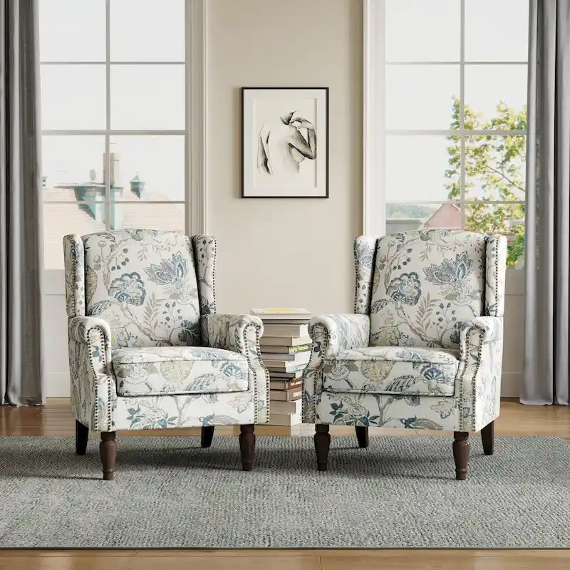 Traditional Nailhead Trim Armchair Accent Chairs Set of 2
