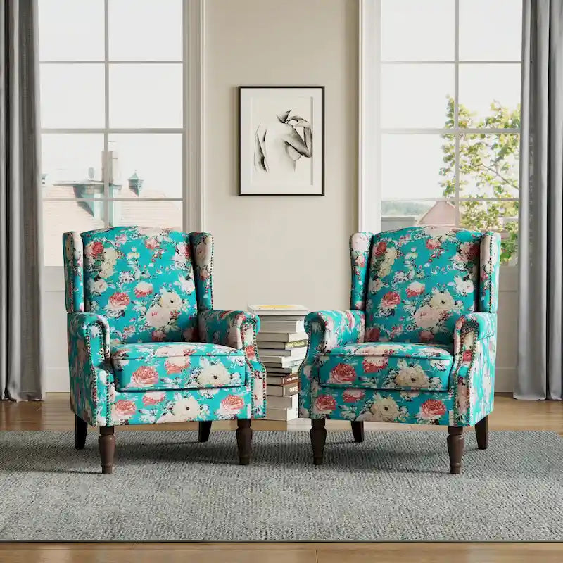 Traditional Nailhead Trim Armchair Accent Chairs Set of 2