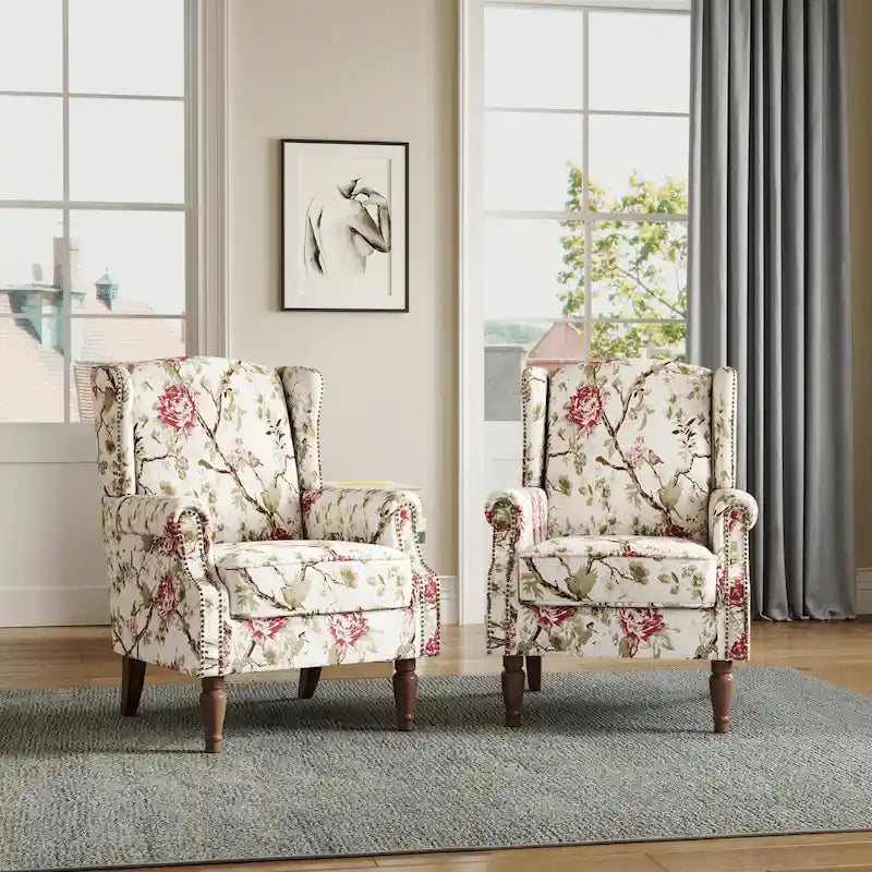 Traditional Nailhead Trim Armchair Accent Chairs Set of 2
