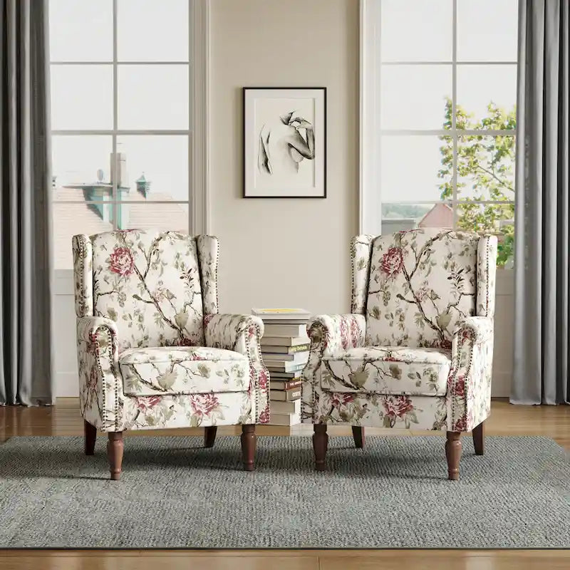 Traditional Nailhead Trim Armchair Accent Chairs Set of 2