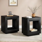 Wood End Table with Storage, Walnut Nightstands for Living Room, Bedroom