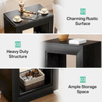 Wood End Table with Storage, Walnut Nightstands for Living Room, Bedroom