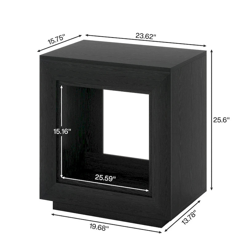 Wood End Table with Storage, Walnut Nightstands for Living Room, Bedroom