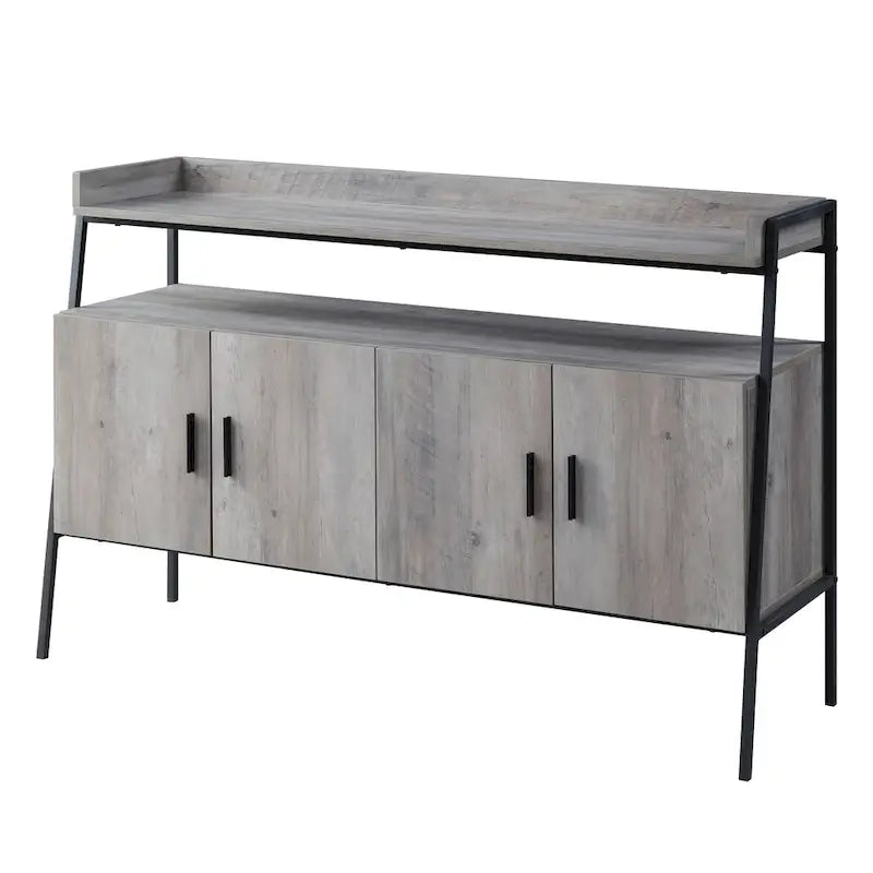 52" Gray Oak Industrial TV Stand with Metal Legs