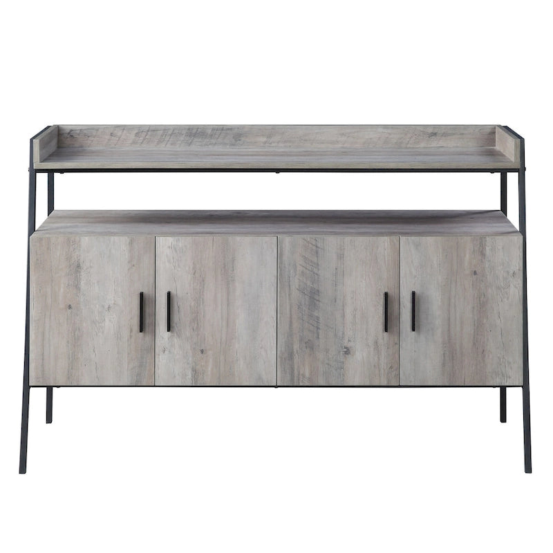 52" Gray Oak Industrial TV Stand with Metal Legs