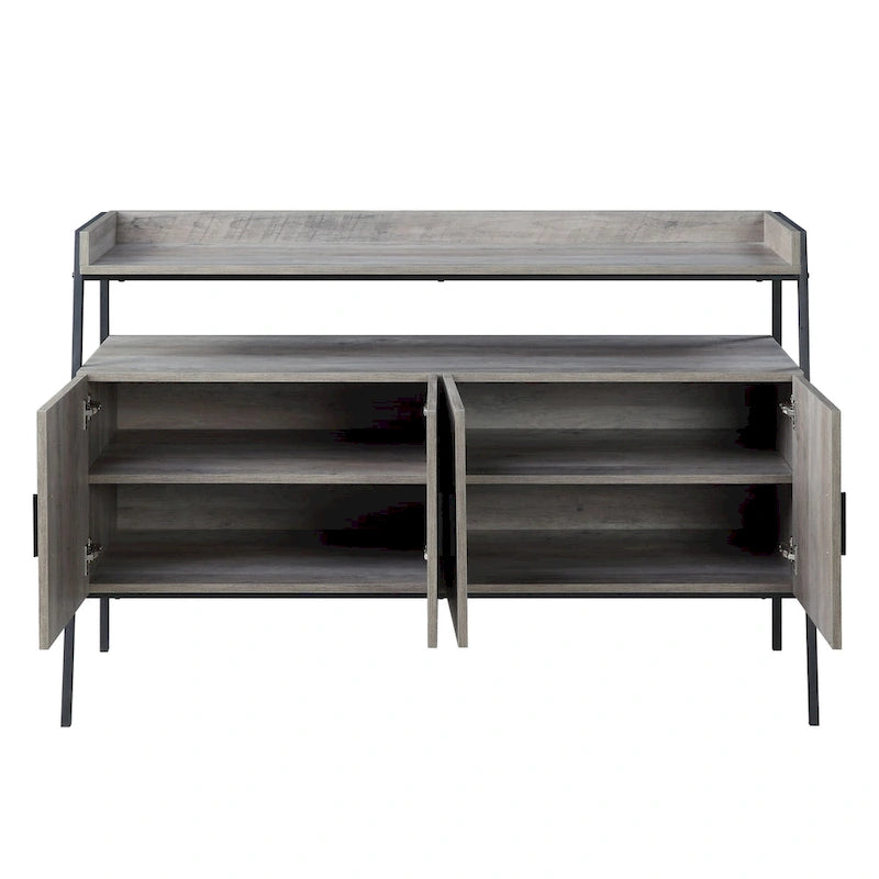 52" Gray Oak Industrial TV Stand with Metal Legs