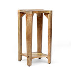 Natural Mango Wood Side Table - 13" Round Boho Accent Table