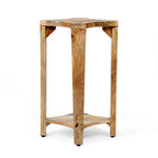 Natural Mango Wood Side Table - 13" Round Boho Accent Table