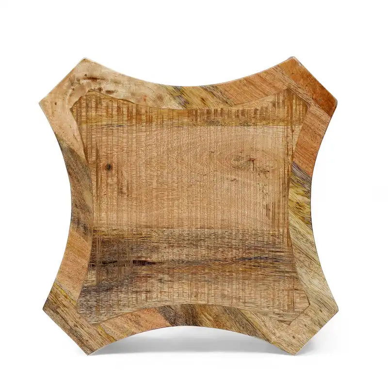 Natural Mango Wood Side Table - 13" Round Boho Accent Table