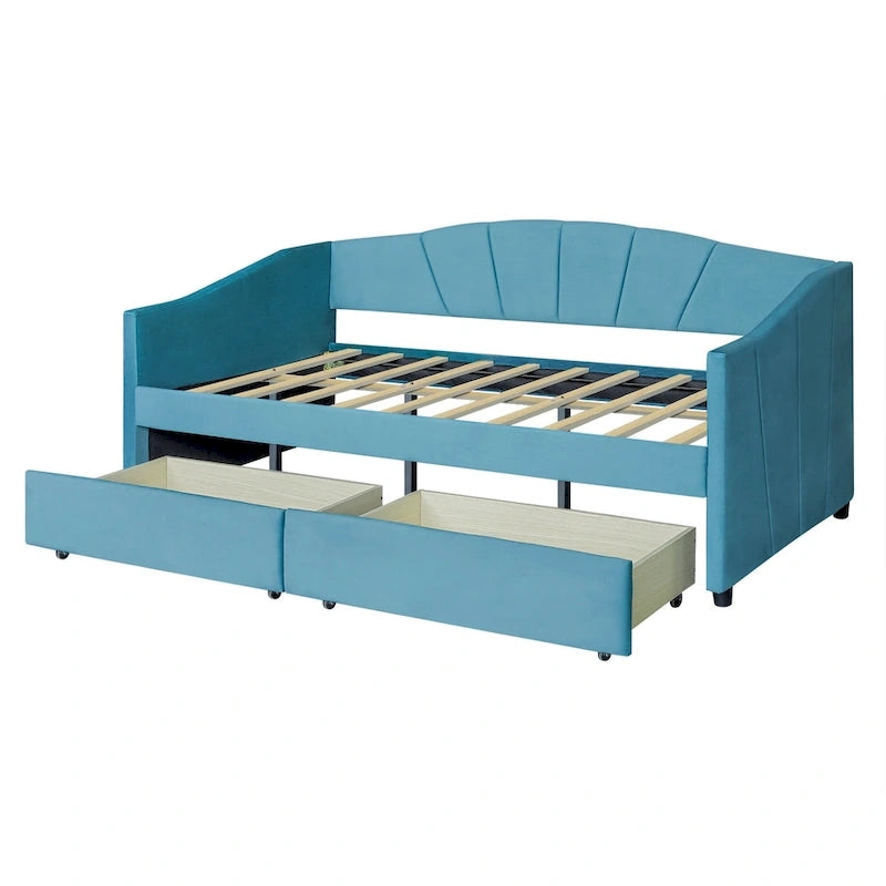 Twin Velvet Daybed with Storage Drawers