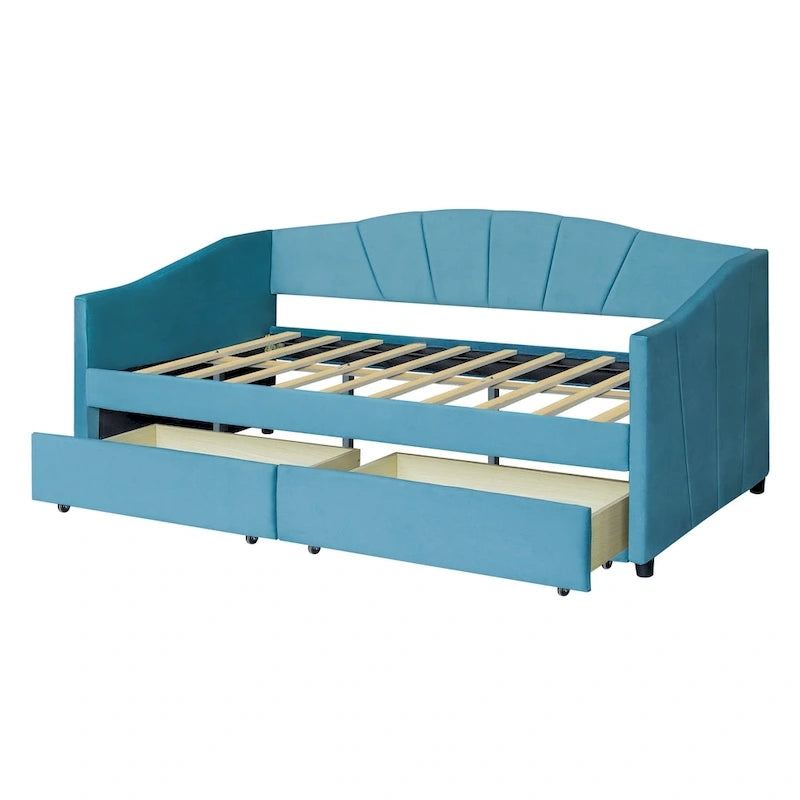 Twin Velvet Daybed with Storage Drawers