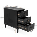 Brown Wood Side Table with 3 Drawers for Bedroom and Living Room