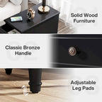 Brown Wood Side Table with 3 Drawers for Bedroom and Living Room