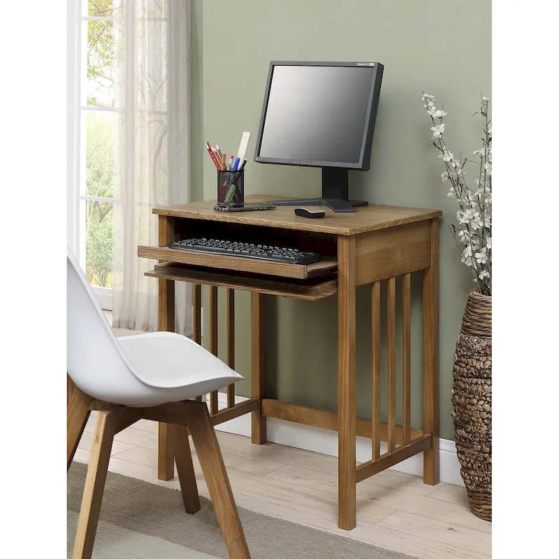 Wood Mission Desk with Keyboard Drawer - Single User