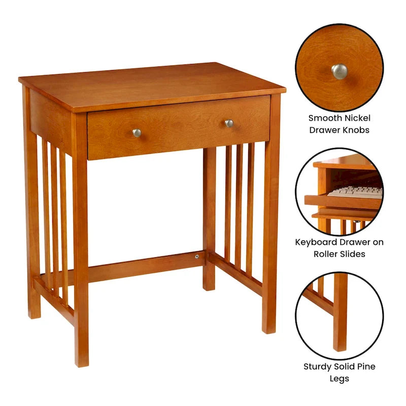 Wood Mission Desk with Keyboard Drawer - Single User