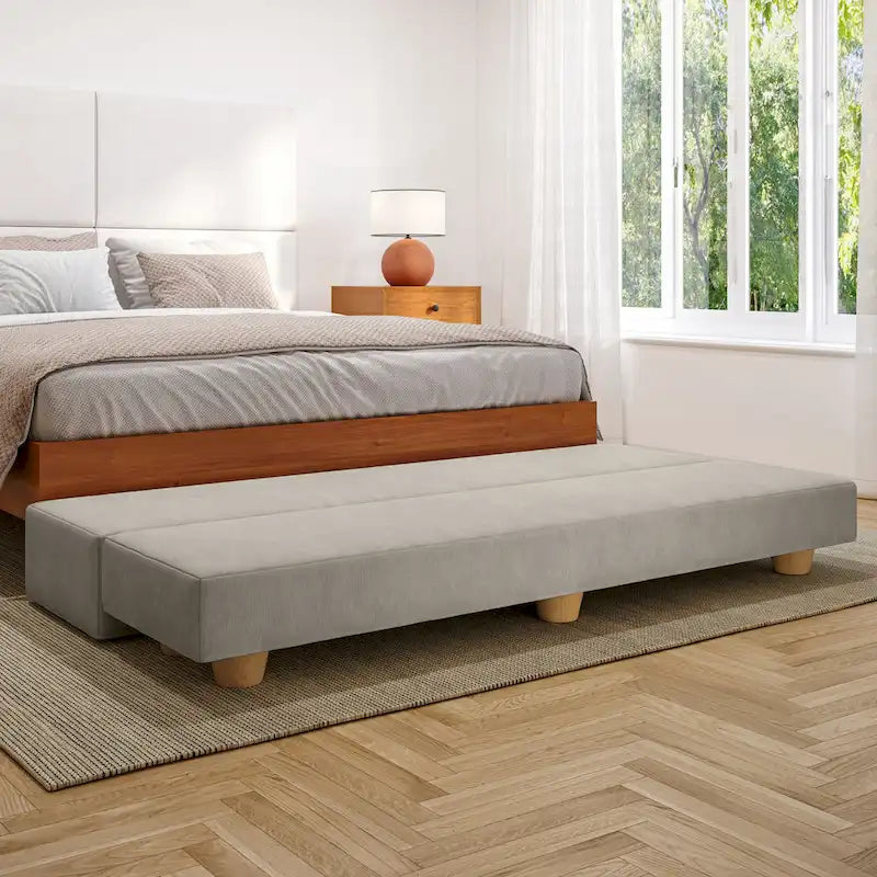 Gray Convertible Bed Bench Twin Sleeper