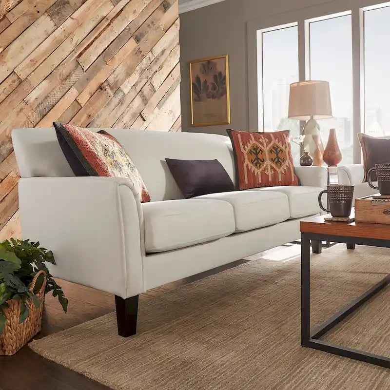 Uptown Modern Sofa - Linen/Faux Leather - 3-Seater