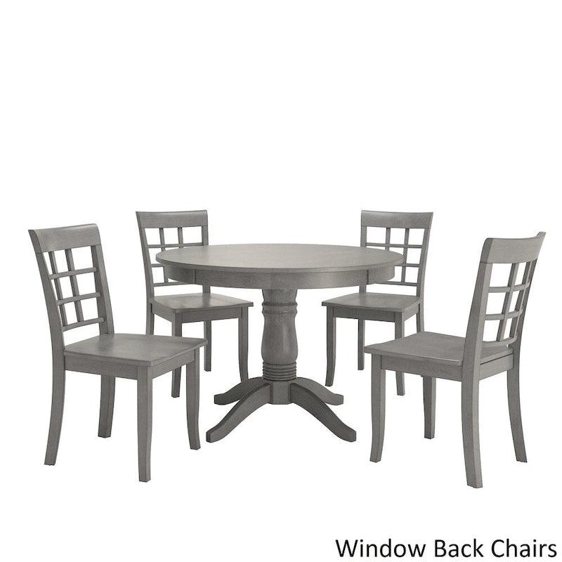 Antique Grey Round Pedestal Dining Set for 4