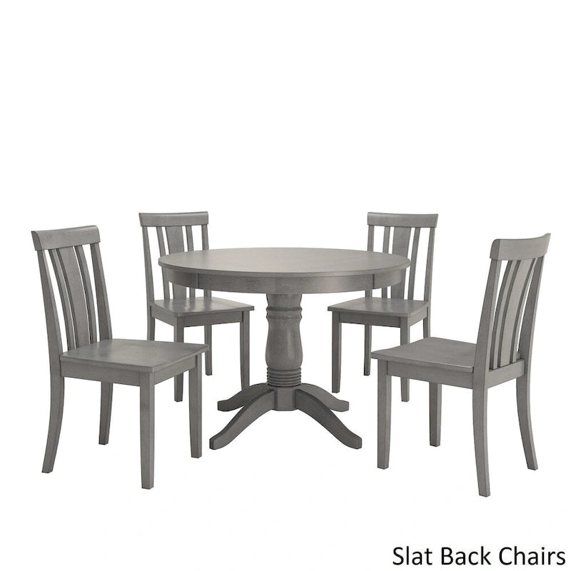 Antique Grey Round Pedestal Dining Set for 4