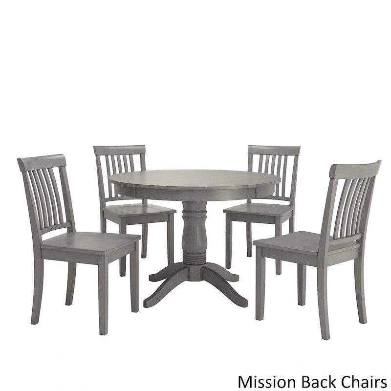 Antique Grey Round Pedestal Dining Set for 4
