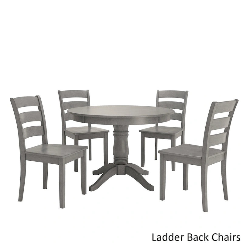 Antique Grey Round Pedestal Dining Set for 4