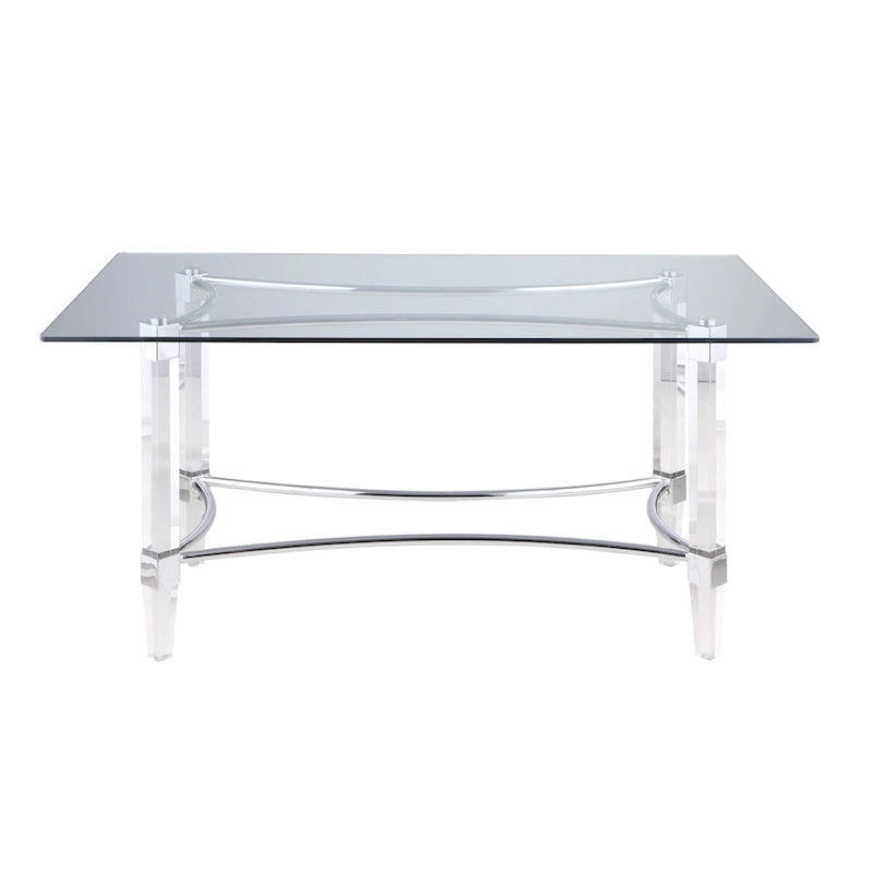 Somette Rectangular 5-Piece Glass Dining Set with Acrylic High-Back Side Chairs