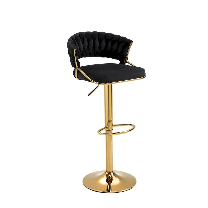 Set of 4 Bar Stool Adjustable Height with Swivel Seat