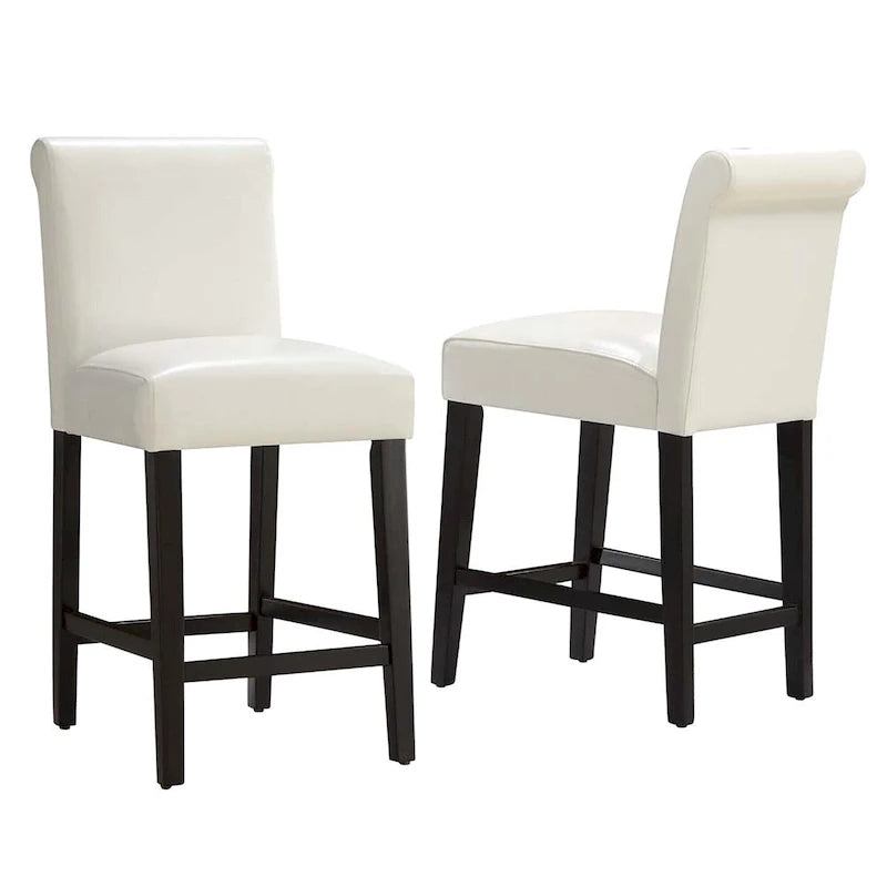 White Faux Leather Counter Stools Set of 2