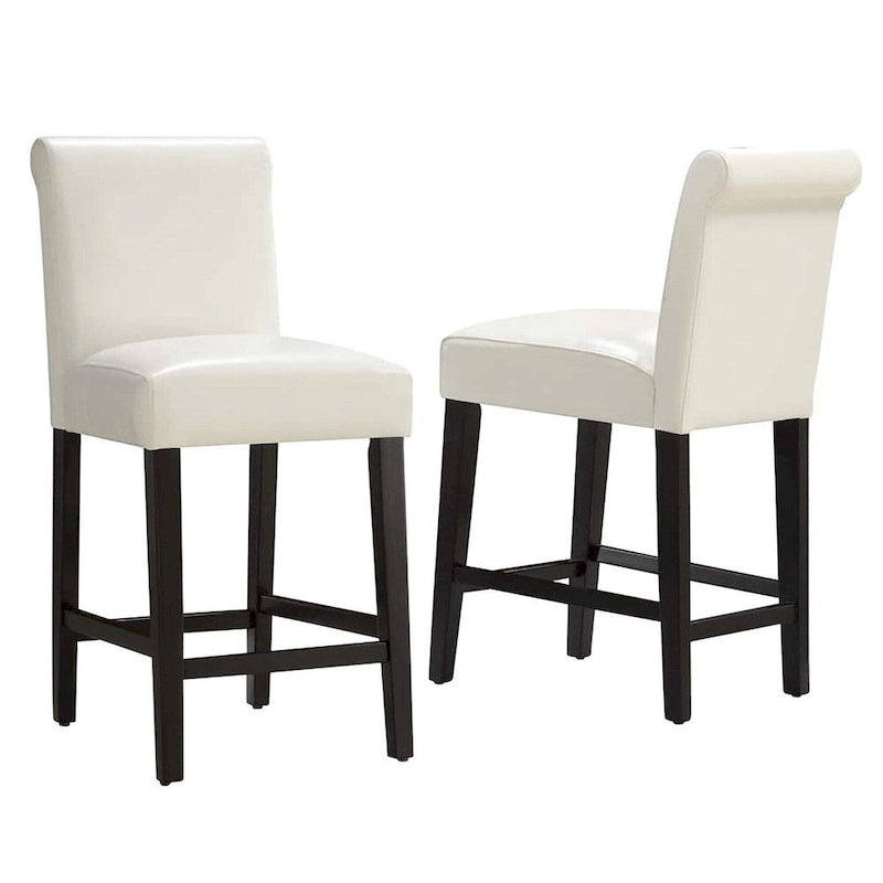 White Faux Leather Counter Stools Set of 2