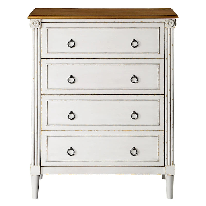 4-Drawer Chest - Antique White/Grey/Espresso - Traditional Style