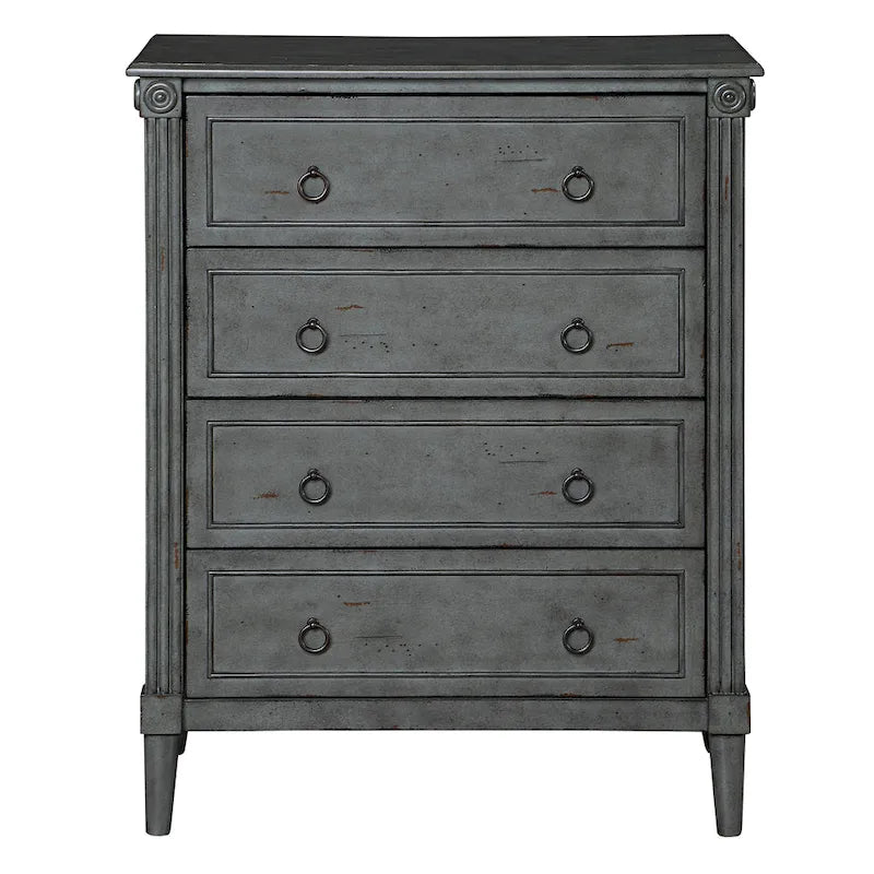 4-Drawer Chest - Antique White/Grey/Espresso - Traditional Style