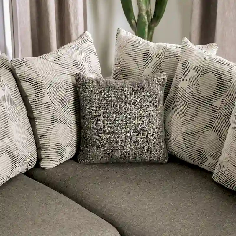 Light Grey Chenille U-Shaped Sectional - 6 Seater