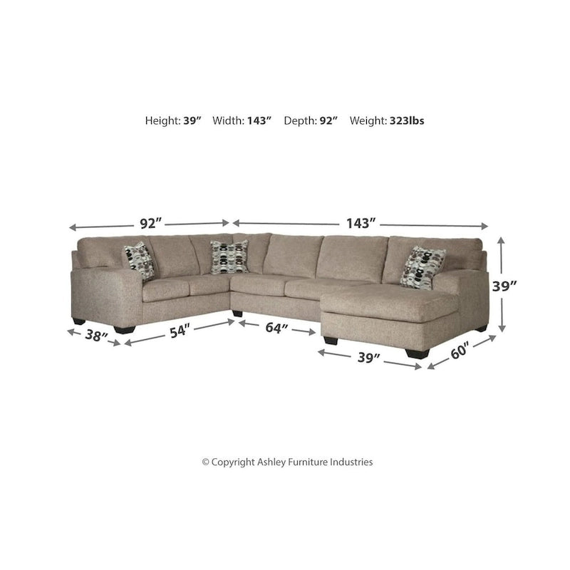 Ballinasloe 3-Piece Sectional- Platinum