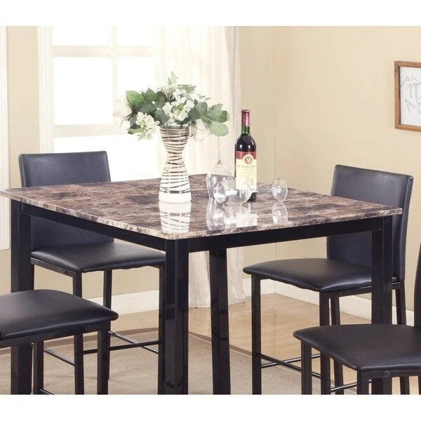 Brown Faux Marble Counter Height Dining Set - 5 Piece