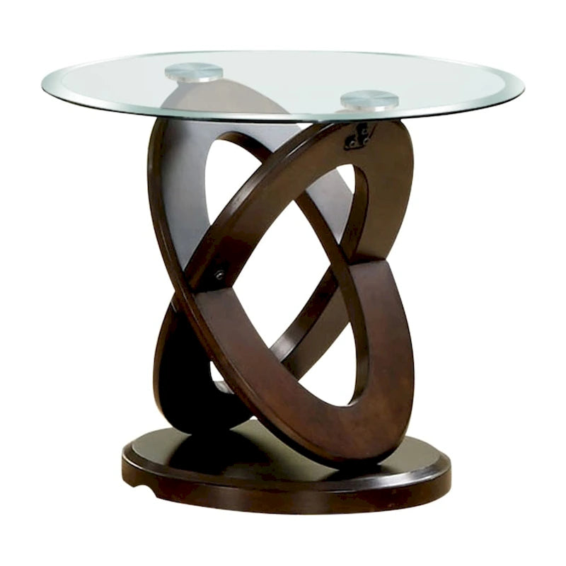 Dark Walnut 3-Piece Glass Top Table Set - Contemporary Style