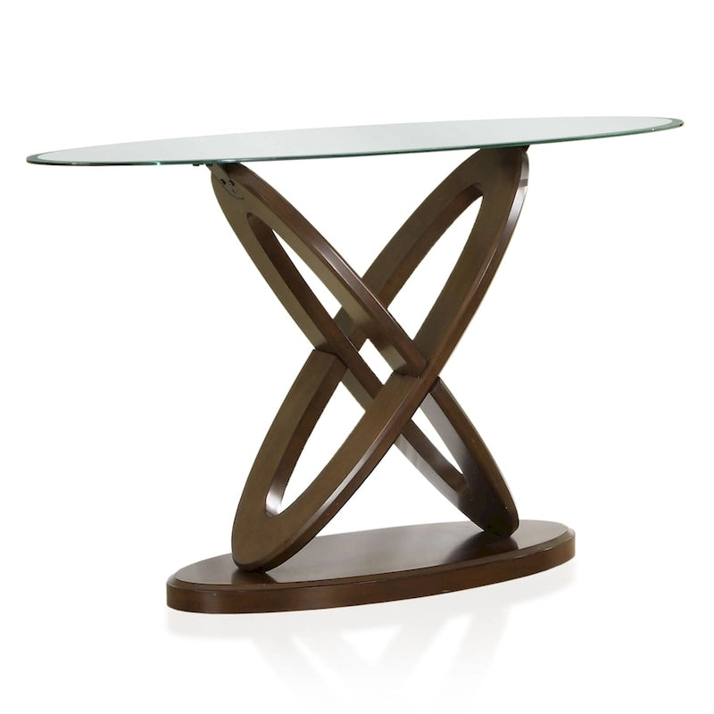 Dark Walnut 3-Piece Glass Top Table Set - Contemporary Style