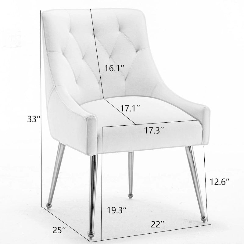 Velvet Upholstered Dining Chairs Set of 2 with Golden Legs