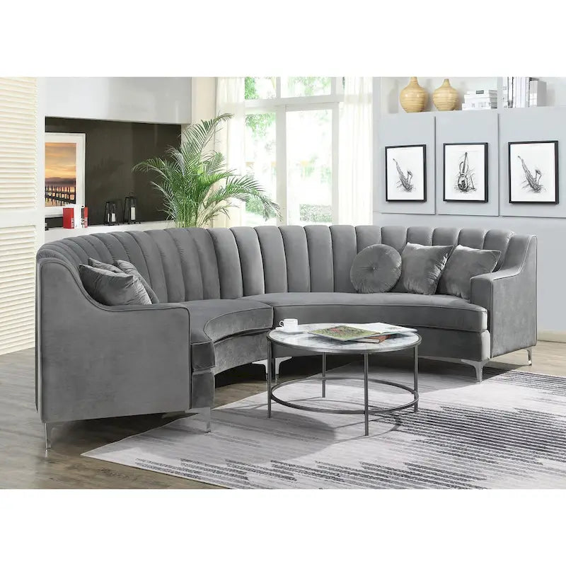 Round Circle Couch Symmetrical Modular Curved Velvet Sectional Sofa