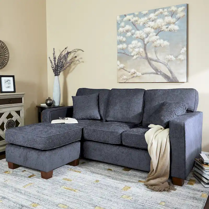 Reversible Chaise Sectional Sofa - 3 Seater - Navy/Earth/Taupe