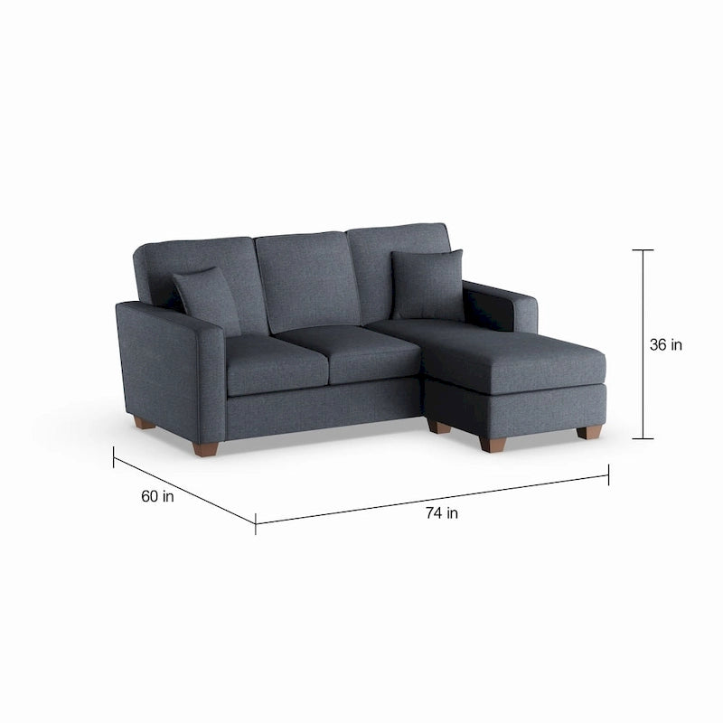 Reversible Chaise Sectional Sofa - 3 Seater - Navy/Earth/Taupe