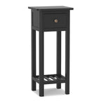 2 Tier Narrow Side Table Wood Slim End Table Nightstand with Drawer