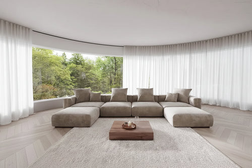 181.10 Corduroy Fabric 6-Piece Oversize Sectional Sofa