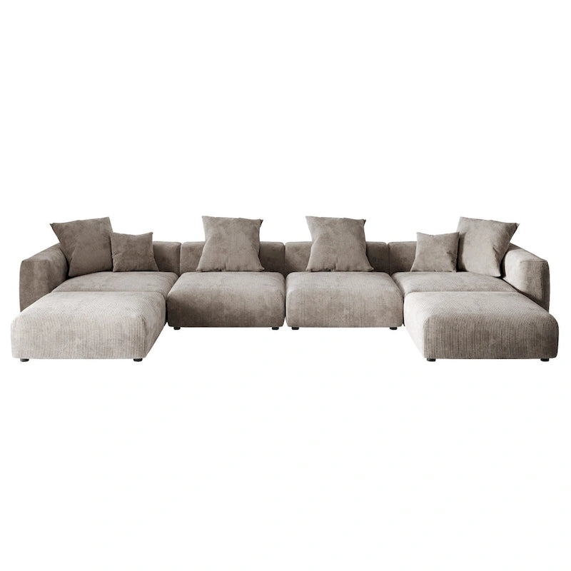 181.10 Corduroy Fabric 6-Piece Oversize Sectional Sofa