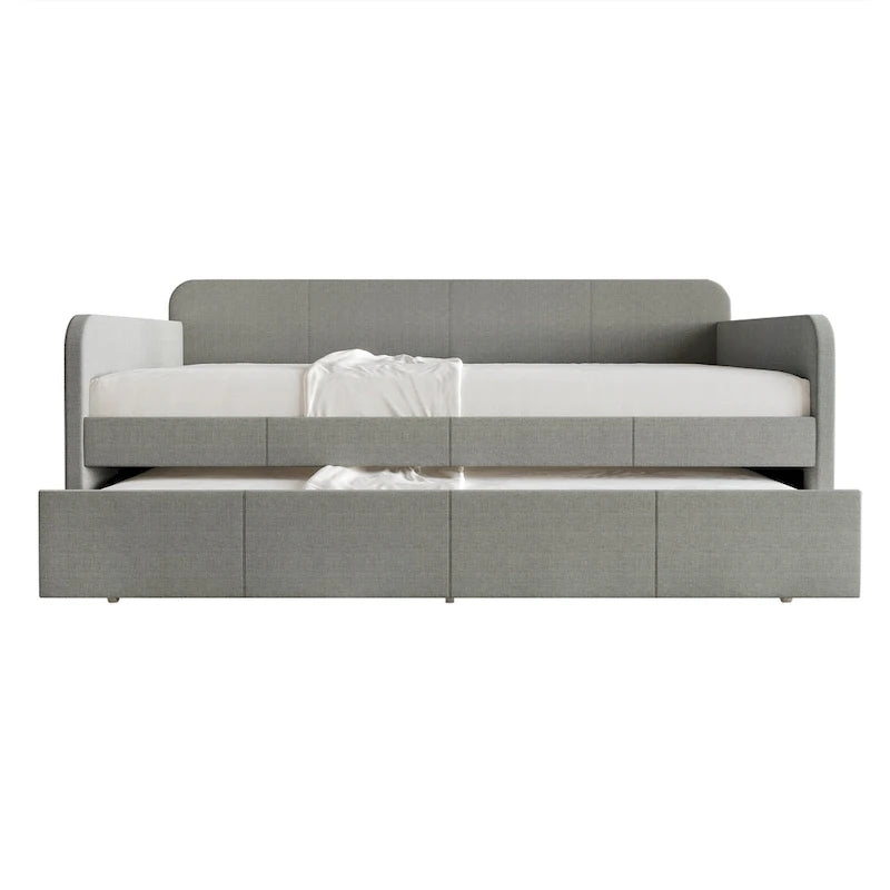 Grey Twin Daybed with Trundle for 2 People