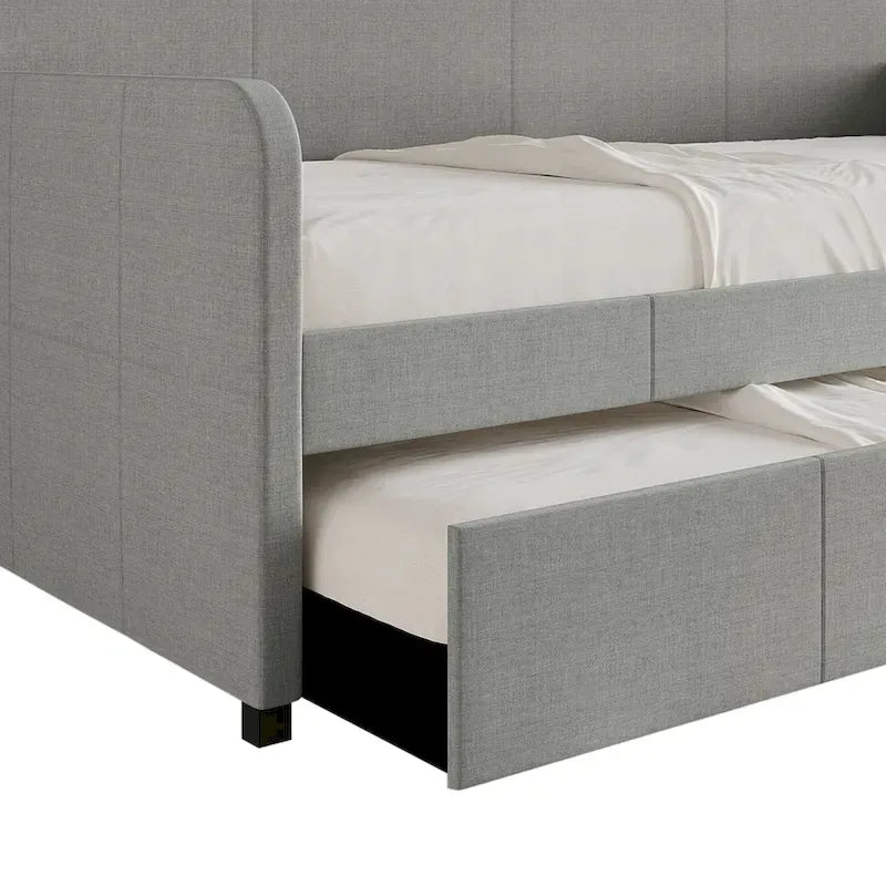 Grey Twin Daybed with Trundle for 2 People