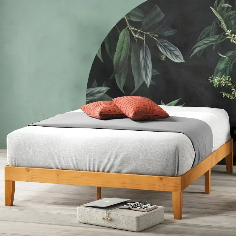 Priage by ZINUS Alexia Rustic Pine Wood Minimalist Rustic Platform Bed